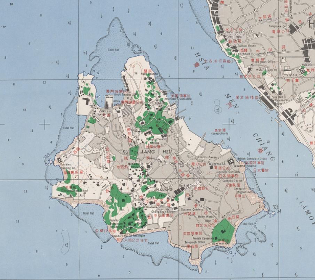 圖四 鼓浪嶼公共租界地圖（來自維基百科）。