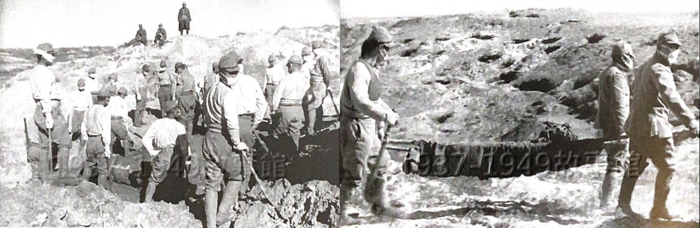 圖七、八　日軍挖掘並搬運諾門罕事件戰鬥期間陣亡的士兵遺體。